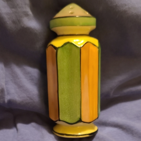 Vintage Lusterware Large 6" Shaker Art Deco Jadite Green Yellow Peach - Picture 2 of 7